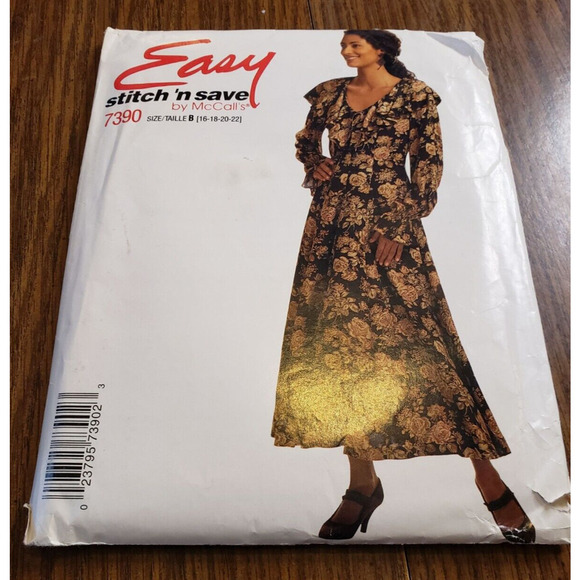 McCall's Easy Stitch 'n Save 7390 Flared Dress Misses 16-22 Pattern Uncut - Picture 1 of 5